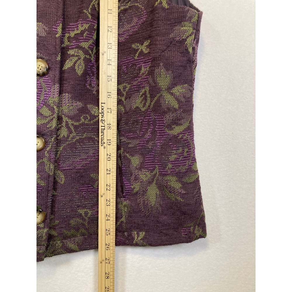 Christopher & Banks‎ Womens Purple Floral Brocade Vest Size L - Picture 6 of 9